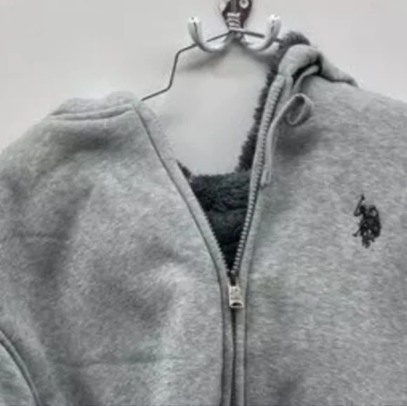 U.S. Polo Assn. Full-Zip Sherpa Lined Hoodie Sweatshirt Size L Pre-owned Great - Picture 3 of 4